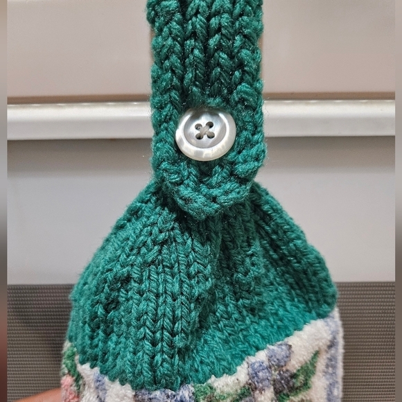 Hand Crafted handmade  green crochet top kitchen dish towels strawberry rustic - Picture 10 of 16